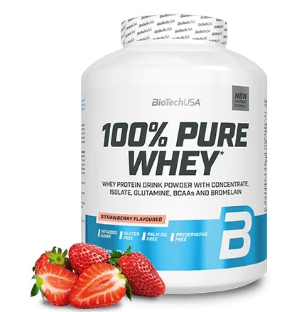 Biotech 100% Pure Whey tejsavó fehérjepor 2270g eper