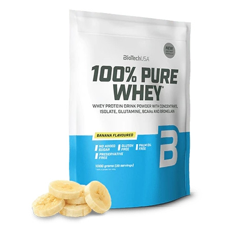 Biotech 100% Pure Whey tejsavó fehérjepor 1000g banán