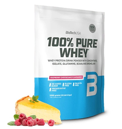 Biotech 100% Pure Whey tejsavó fehérjepor 1000g málnás sajttorta