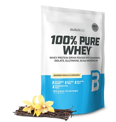 Biotech 100% Pure Whey tejsavó fehérjepor 454g bourbon vanília