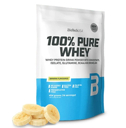 Biotech 100% Pure Whey tejsavó fehérjepor 454g banán