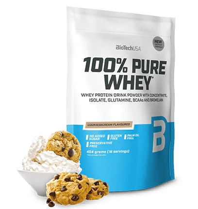 Biotech 100% Pure Whey tejsavó fehérjepor 454g cookies&cream