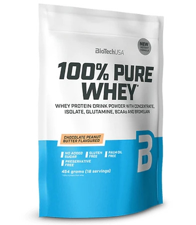 Biotech 100% Pure Whey tejsavó fehérjepor 454g csokoládé-mogyoróvaj