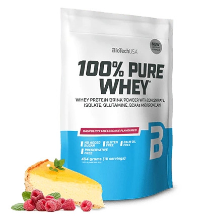 Biotech 100% Pure Whey tejsavó fehérjepor 454g málnás sajttorta