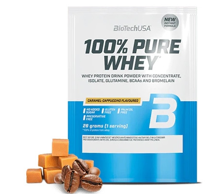 Biotech 100% Pure Whey tejsavó fehérjepor 28g karamell-cappuccino