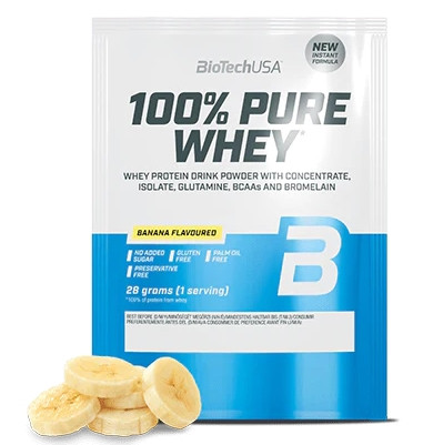 Biotech 100% Pure Whey tejsavó fehérjepor 28g banán