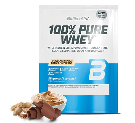 Biotech 100% Pure Whey tejsavó fehérjepor 28g csokoládé-mogyoróvaj