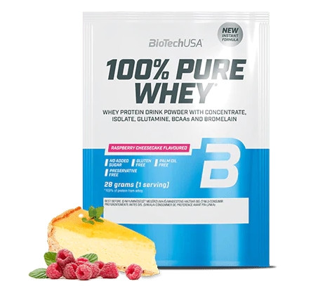 Biotech 100% Pure Whey tejsavó fehérjepor 28g málnás sajttorta