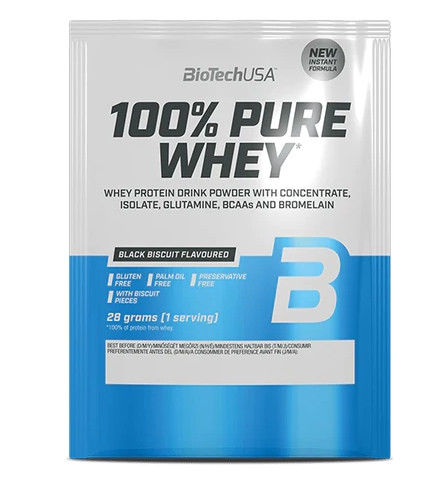 Biotech 100% Pure Whey tejsavó fehérjepor 28g black biscuit
