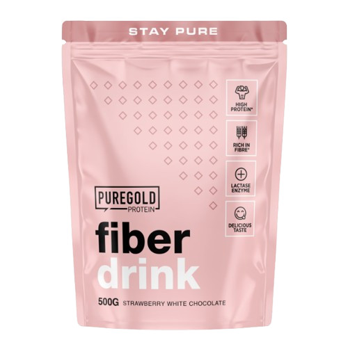 Pure Gold Fiber Drink fehérje és rost italpor - Strawberry White Chocolate 500 g