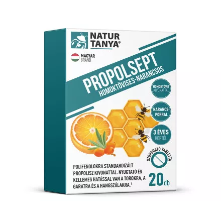 Natur Tanya PROPOLSEPT HOMOKTÖVISES-NARANCSOS - Propoliszos szopogató tabletta 20db