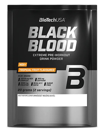 Biotech Black Blood NOX+ edzés előtti italpor 20g trópusi gyümölcs