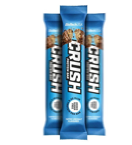 Biotech Crush Bar 64g toffee-kókusz fehérjetartalmú szelet 
