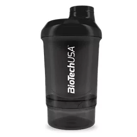   Biotech Keverőpalack Wave+ Nano 300ml (+150ml) fekete-füst shaker