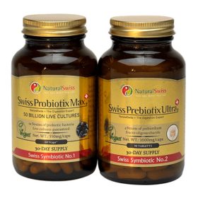   NaturalSwiss Szimbiotikum, Probiotikum 60 db + Prebiotikum 90 db