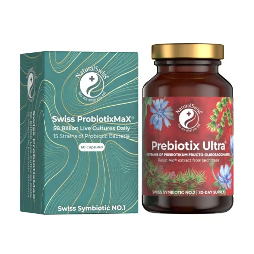 NaturalSwiss Szimbiotikum, Probiotikum 60 db + Prebiotikum 90 db