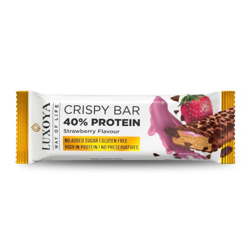 Luxoya Crispy Bar Roppanós Fehérje Szelet 45g - Eper ízű 