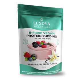   Luxoya Vegan fehérjét tartalmazó rostpuding 9 féle rosttal 450g DOY - Vanília-erdei gyümölcs ízű
