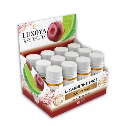Luxoya L-Carnitine Shot 3000 mg folyékony L-karnitin 12 x 60 ml, lime-meggy