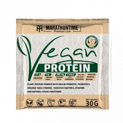 Marathontime Prémium Vegán Protein Fehérje 30 g, fehércsoki-kókusz