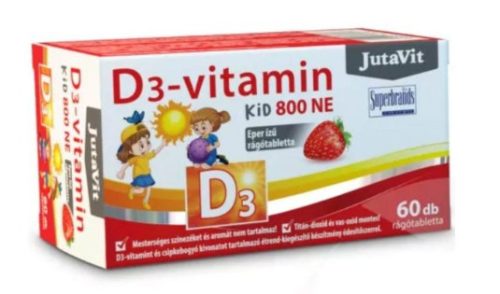 JutaVit KID D3-vitamin 800NE eper ízű rágótabletta 60 db