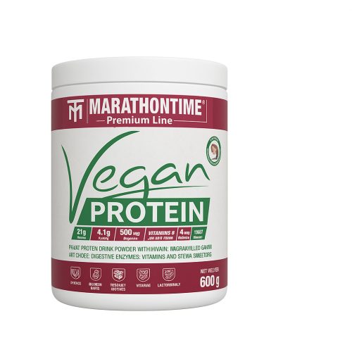 Marathontime Prémium Vegán Protein Fehérje 600 g, meggy-vanília