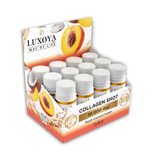 Luxoya Collagen Shot 10 000 mg folyékony kollagén 12 x 60 ml, őszibarack-kókusz