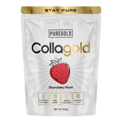 Pure Gold CollaGold Marha és Hal kollagén italpor hialuronsavval - Strawberry 300g