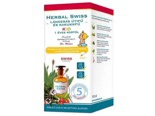 Herbal Swiss KID Medical lándzsás útifű szirup 150 ml - meggyes bodza