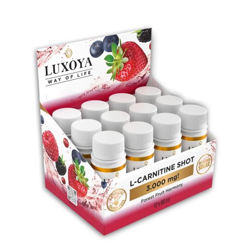 Luxoya L-Carnitine Shot 3000 mg folyékony L-karnitin 12 x 60 ml, erdei gyümölcs