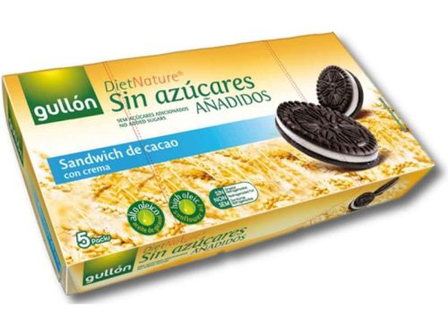 Gullon cukormentes kakaós keksz töltelékkel 210 g