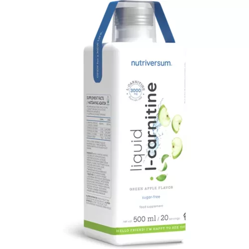 Nutriversum Flow Liquid L-Carnitine 3000 mg L-karnitin ital, zöld alma 500 ml