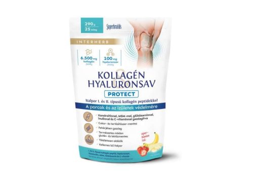 Interherb Kollagén Hyaluronsav Protect Porcépítő Italpor 290 g - eper-banán