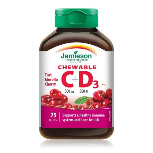 Jamieson C+D vitamin 500 mg szopogató tabletta - cseresznye - 75 db