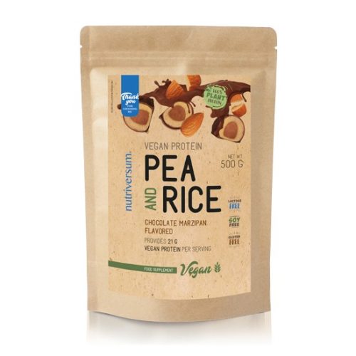 Nutriversum Pea & Rice Vegan Protein borsó és rizs fehérje - 500 g - csokoládé-marcipán