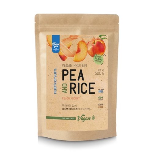Nutriversum Pea & Rice Vegan Protein borsó és rizs fehérje - 500 g - barack-joghurt