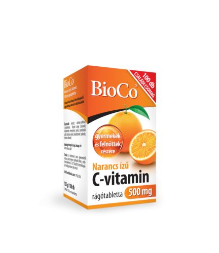 BioCo Narancs ízű C-vitamin 500 mg rágótabletta 100 db