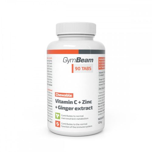 GymBeam C-vitamin + cink + gyömbérkivonat rágótabletta 90 db