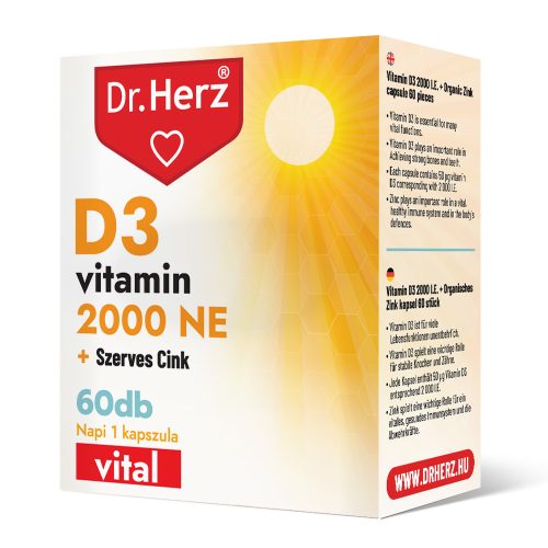 Dr. Herz D3-vitamin 2000 NE + Szerves Cink 60 db