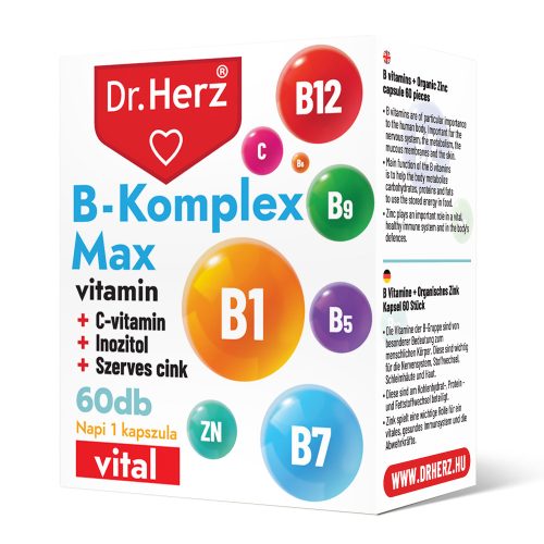 Dr. Herz B-Komplex Max+C-vitamin+Inozitol+Szerves Cink 60 db
