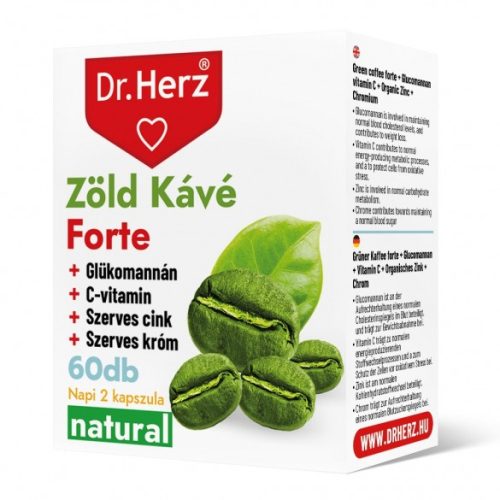 Dr. Herz Zöld Kávé Forte + C-vitamin + Glükomannán 60 db (lejárat2025.04.30.)