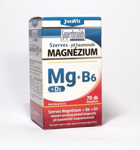 JutaVit Szerves Magnézium 100 mg + B6 + D3 filmtabletta 70 db