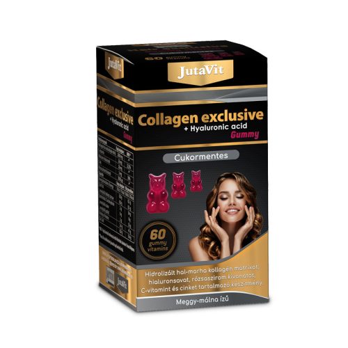 JutaVit Collagen Exclusive + Hyaluronic acid Gumimacik 60 db - meggy-málna 
