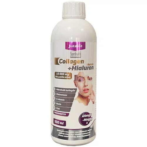 JutaVit Collagen+Hialuron Matrix kollagén ital 500 ml – áfonya-meggy