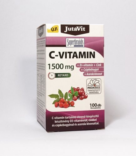 JutaVit C-Vitamin 1500 mg nyújtott kioldódású csipkebogyó + Acerola + D3 vitamin + Cink 100 db
