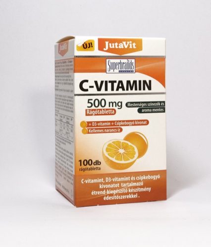JutaVit C-Vitamin 500 mg rágótabletta csipkebogyó + D3 vitamin 100 db