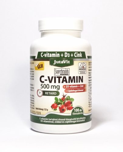 JutaVit C-vitamin 500 mg + D3 vitamin + Cink 100 db filmtabletta