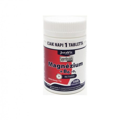 JutaVit Magnézium 250 mg + B6 + D3 nyújtott kioldódással 50 db