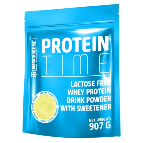 Marathontime Protein Time Laktózmentes Tejsavófehérje 907 g, banános joghurt