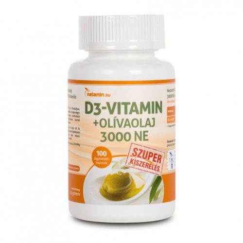 Netamin D3-vitamin + olívaolaj 3000 NE kapszula 100 db